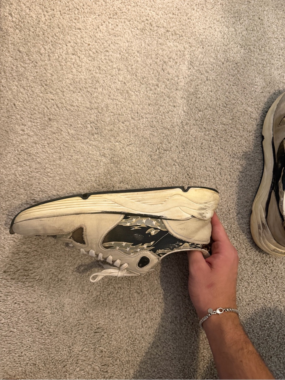 Golden Goose Beige and Black Star Camouflage Sneakers - Picture 3 of 8